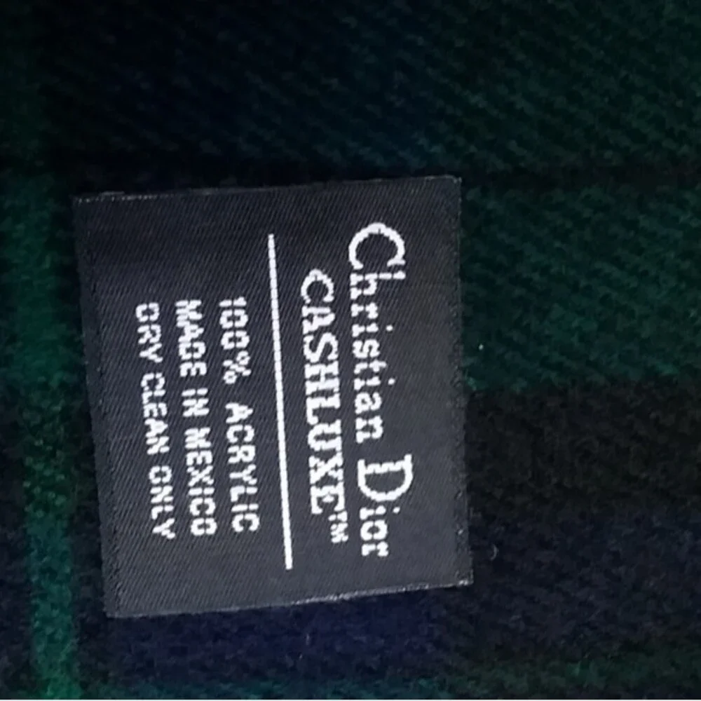 Christian Dior Cashluxe Green Black Plaid Scarf
